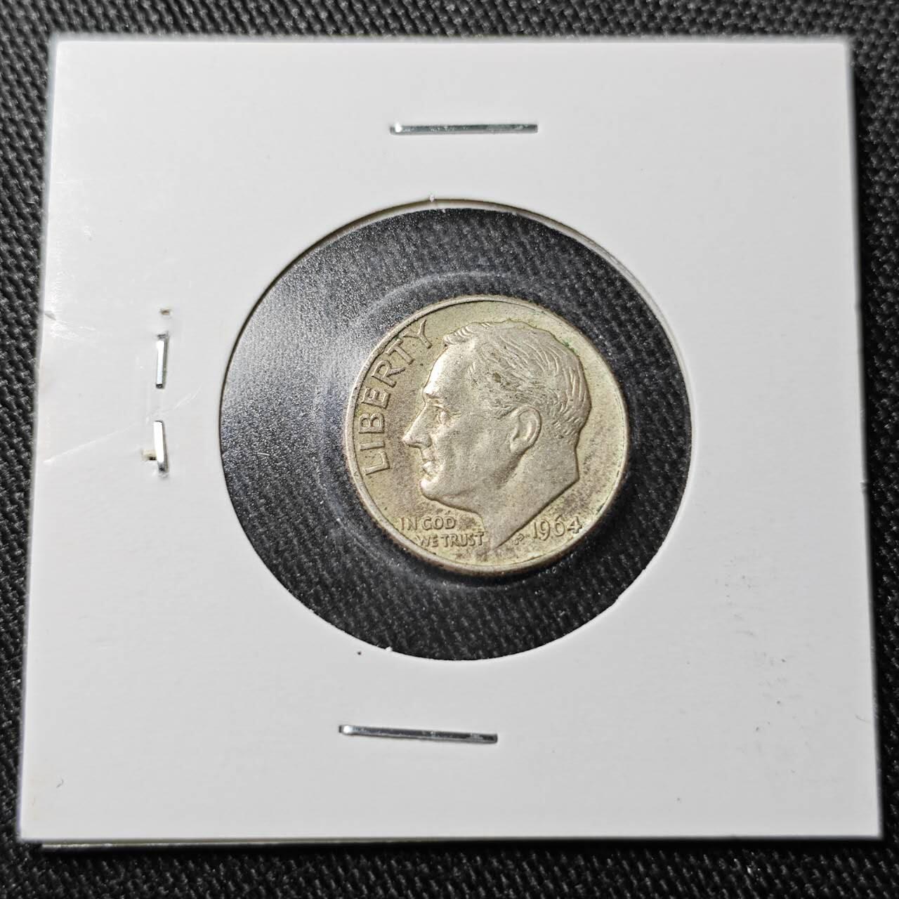 KK钱币收藏小铺  （套币 批量/好品散币 银币）专场  2月预留时间 周末发货   1964美国10分银币