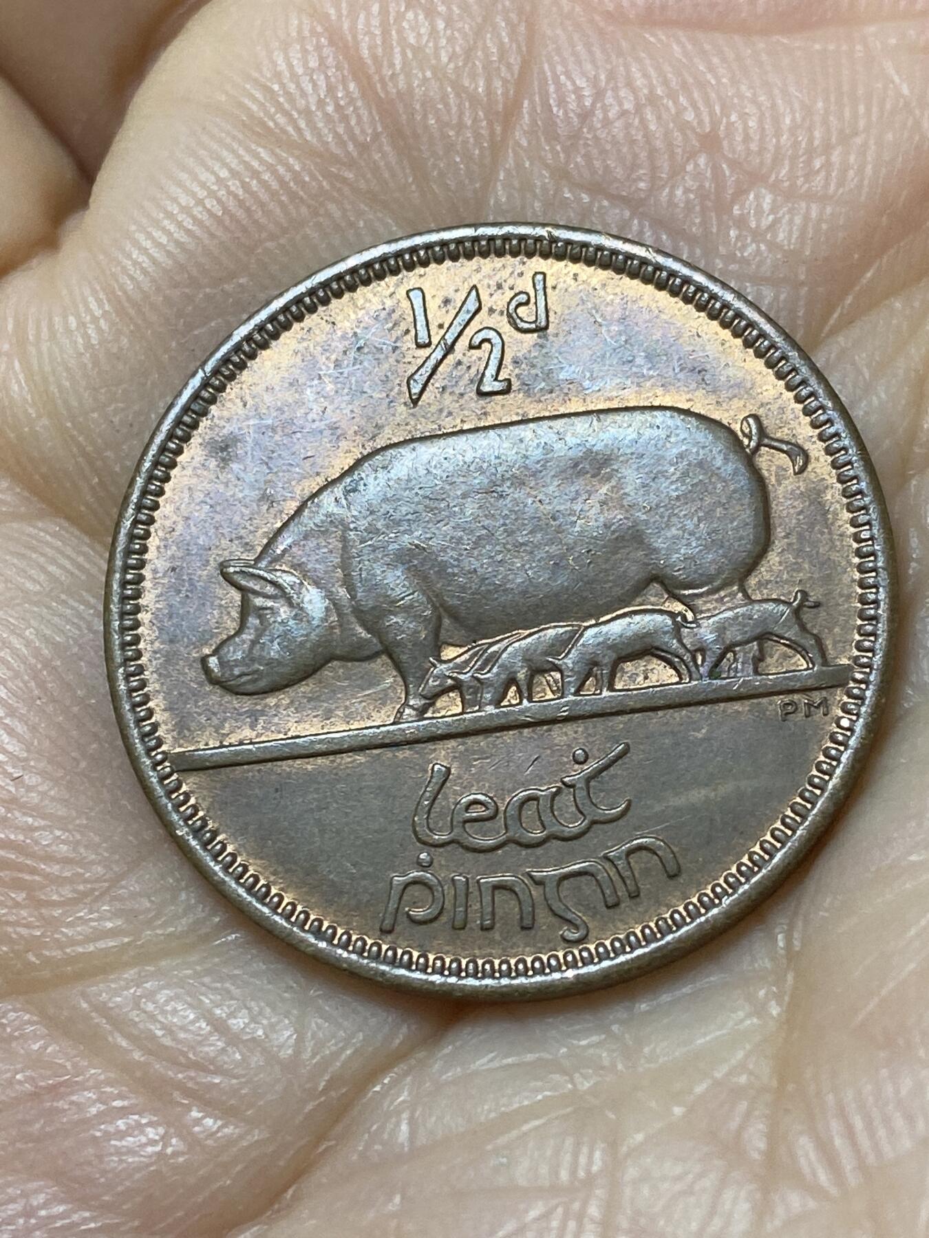 2025年第一百一十二场(总第一百三十八场）外国好品散币(免佣金) 爱尔兰🇮🇪1966年1/2便士(共和国时期第一套)