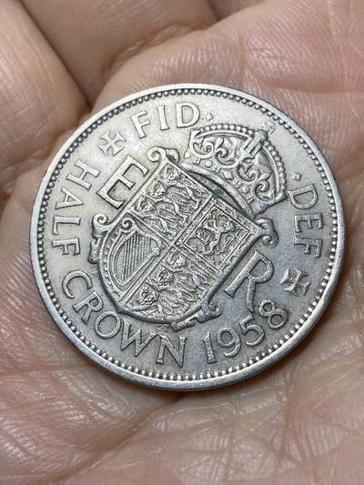 2025年第一百一十二场(总第一百三十八场）外国好品散币(免佣金) - 英国🇬🇧1958年半克朗(伊丽莎白二世青年桂冠，第二版)