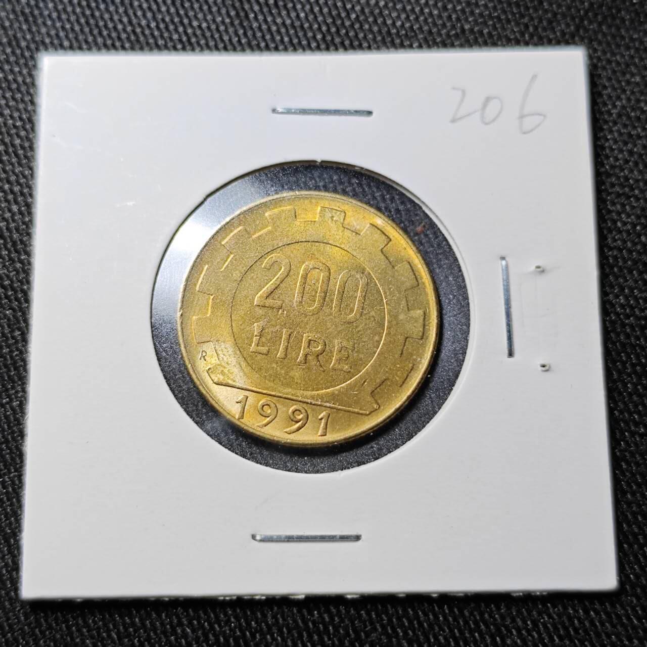 KK钱币收藏小铺  （套币 批量/好品散币 银币）专场  2月预留时间 周末发货 1991意大利200里拉 好品铜币 