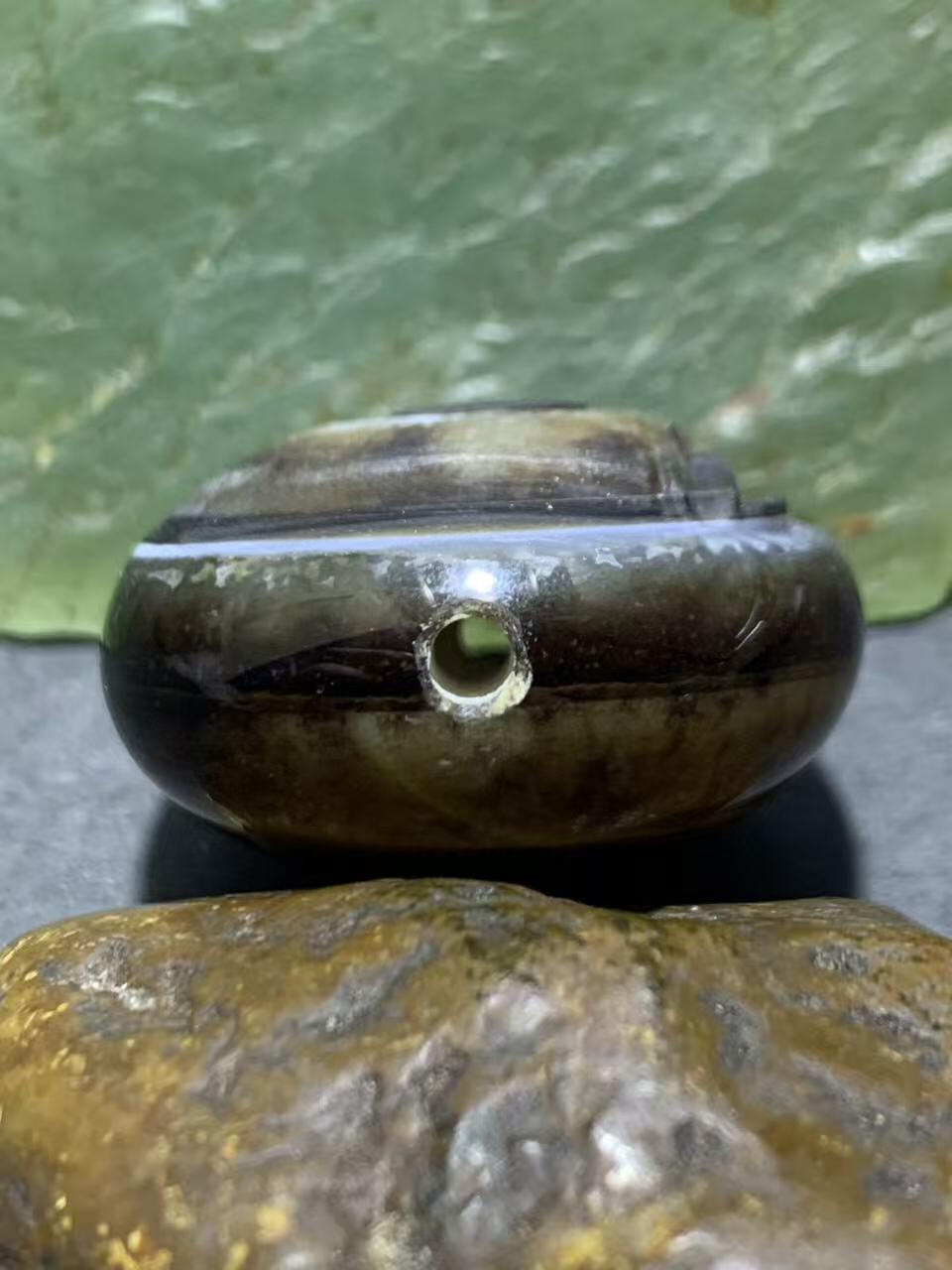 精品药师玛瑙手工雕刻富贵有鱼板珠（背云）一颗