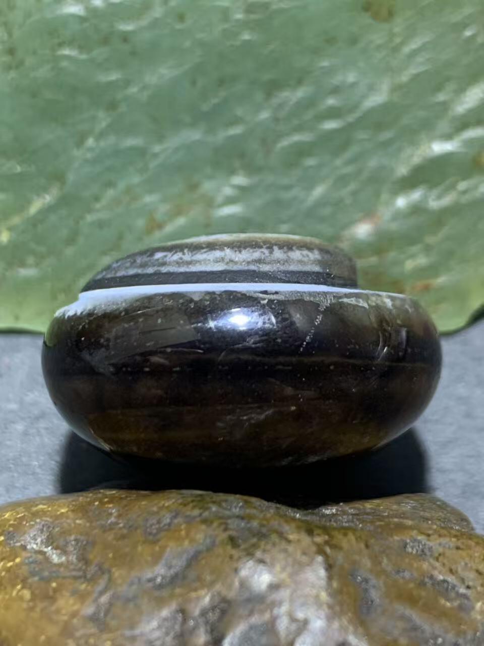 精品药师玛瑙手工雕刻富贵有鱼板珠（背云）一颗