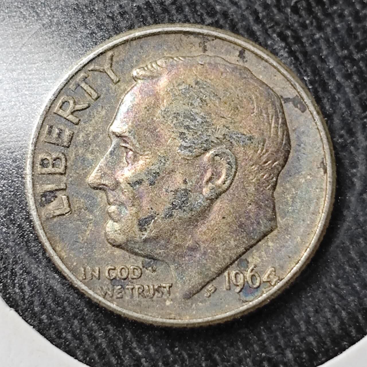 KK钱币收藏小铺  （套币 批量/好品散币 银币）专场  2月预留时间 周末发货   1964美国10分银币