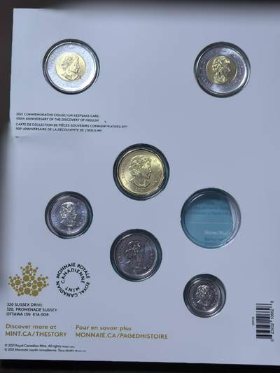 北京马甸外国币专卖第145期，外国币专场，陆续上拍，欢迎关注  加拿大 2021年 胰岛素发现百年 7枚 卡装 普制 套币，可惜缺一枚币