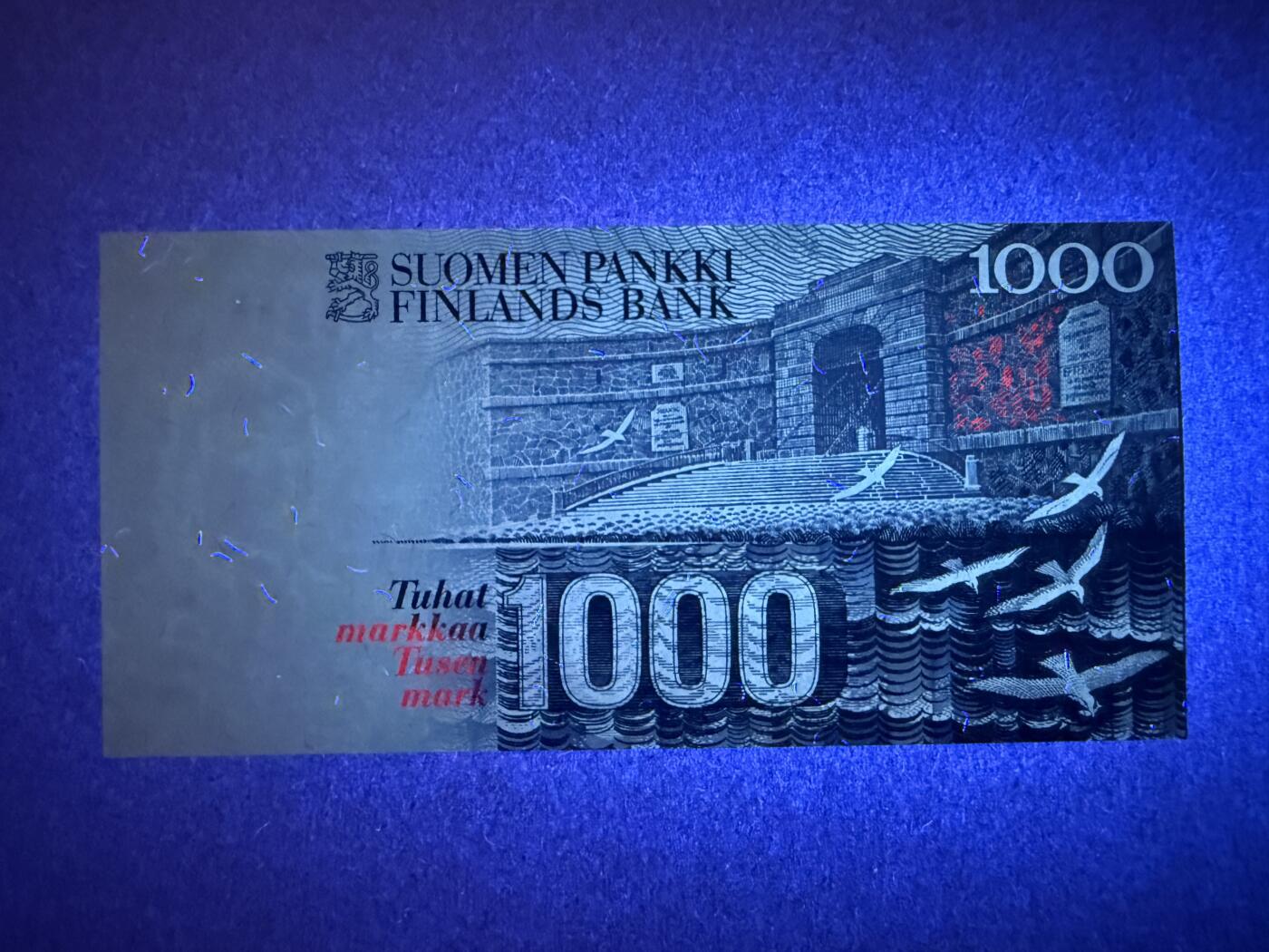 《艾美收藏》第216期-10.19周日外币超白金场 芬兰1000马克 UNC 1986年初版 芬兰议员屈德纽斯