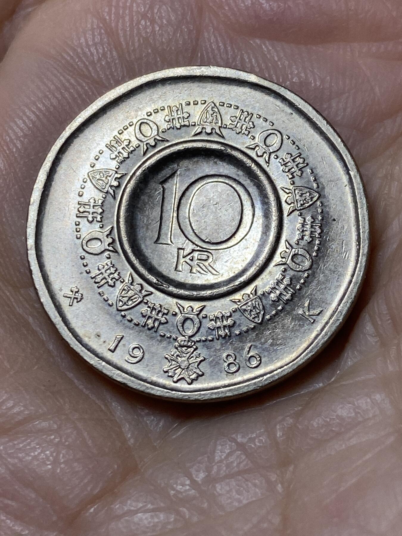 2025年第一百一十二场(总第一百三十八场）外国好品散币(免佣金) 挪威🇳🇴1986年10克朗(奥拉夫五世第二版最大面值)