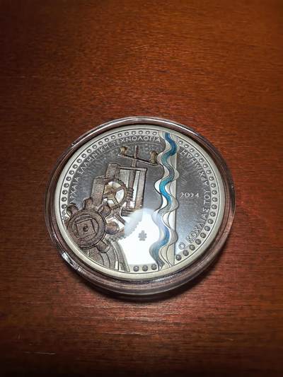 长老汇蛇年精选第六十二场拍卖 - 2024希腊古代科技10欧元彩色精制银币，34.1克925银，盒证全，2000枚