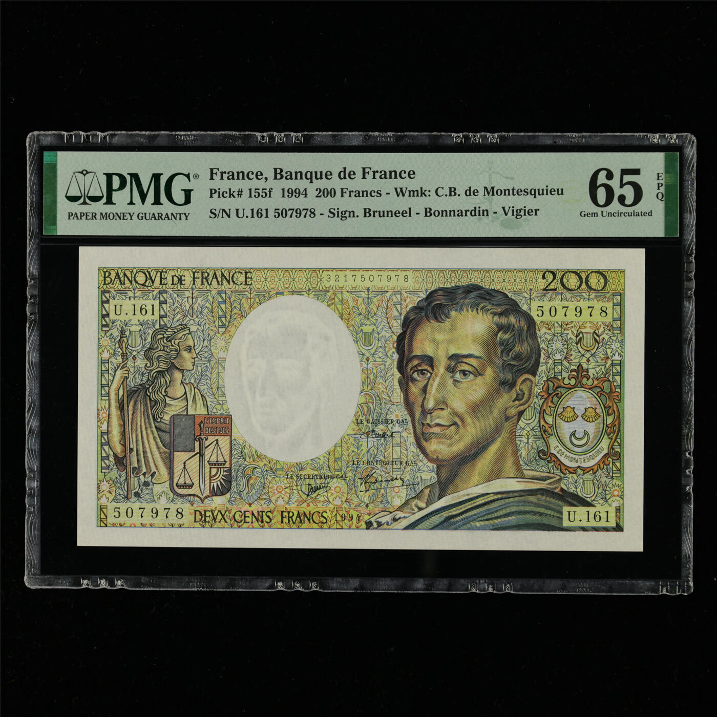 【亘邦集藏】第214期拍卖 1981-86年 法国200法郎 PMG 65EPQ U.161 507978
