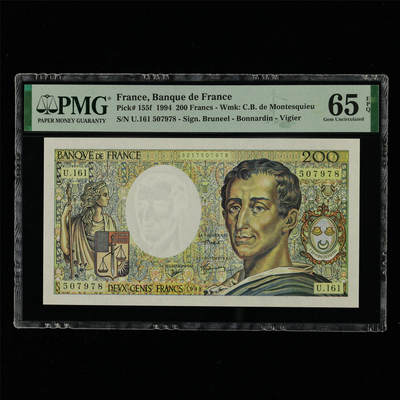 【亘邦集藏】第214期拍卖 - 1981-86年 法国200法郎 PMG 65EPQ U.161 507978