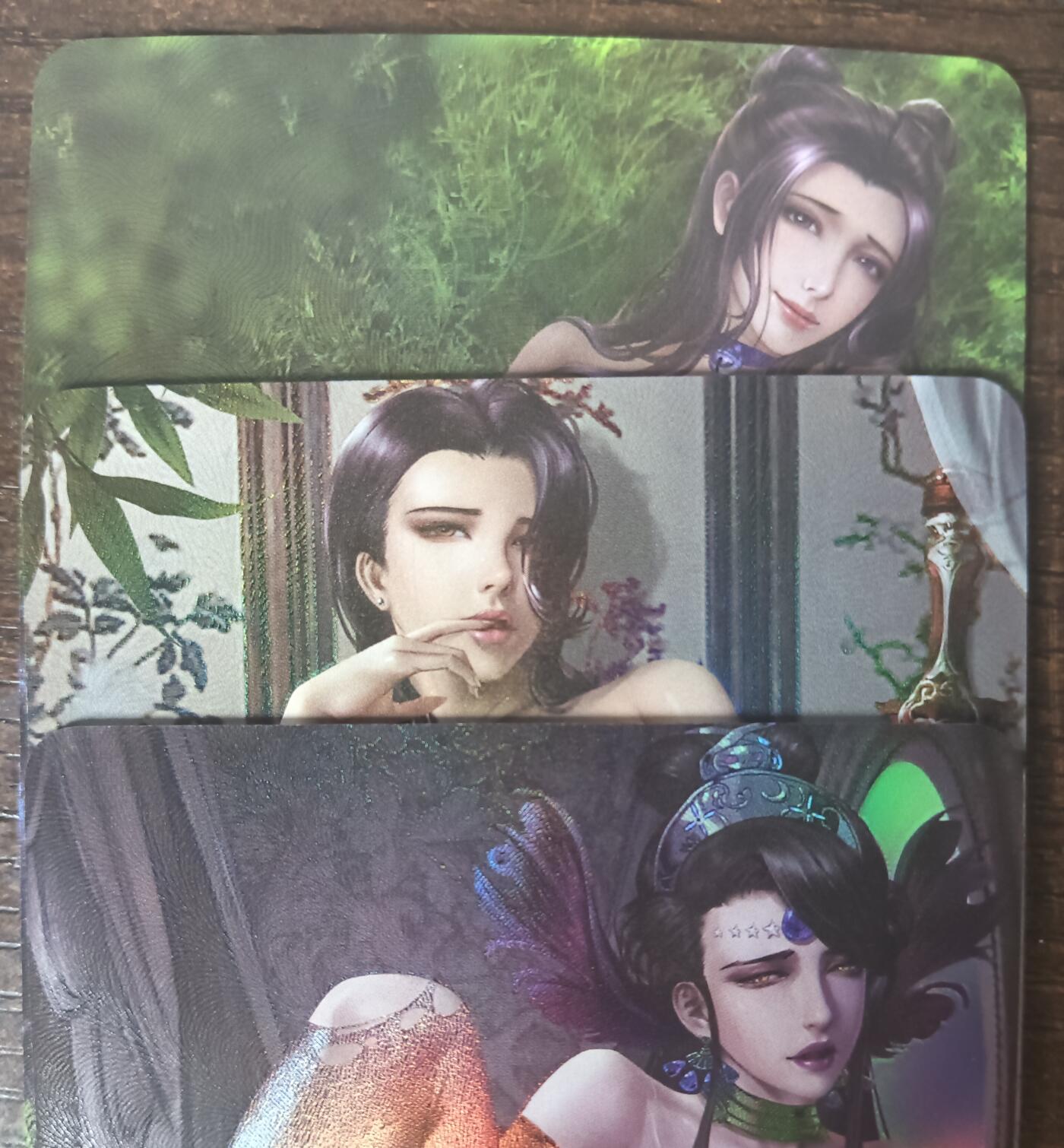 花开卡拍第43期（10月19号周日截拍，品控勿拍!!!拍品不寄存，运费5元，自制卡难免瑕疵，可能存在轻微撞角爆边等出厂瑕疵，品控介意勿拍！） 古风LGD艺术卡 彩闪3张