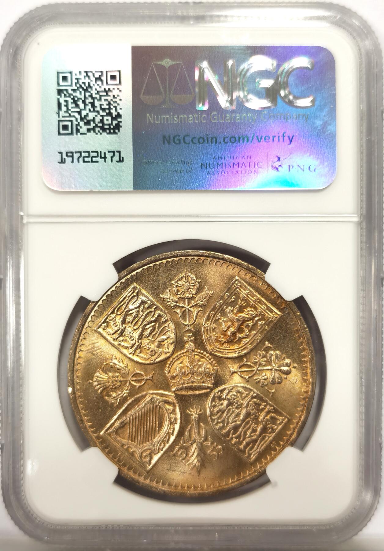 博洋堂世界钱币拍卖第143期（全场包邮） NGC MS65 英国1953年伊丽莎白二世登基纪念克朗