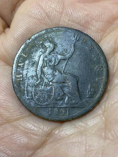 2025年第一百一十二场(总第一百三十八场）外国好品散币(免佣金) - 英国🇬🇧1891年半便士(维多利亚女王中年桂冠)