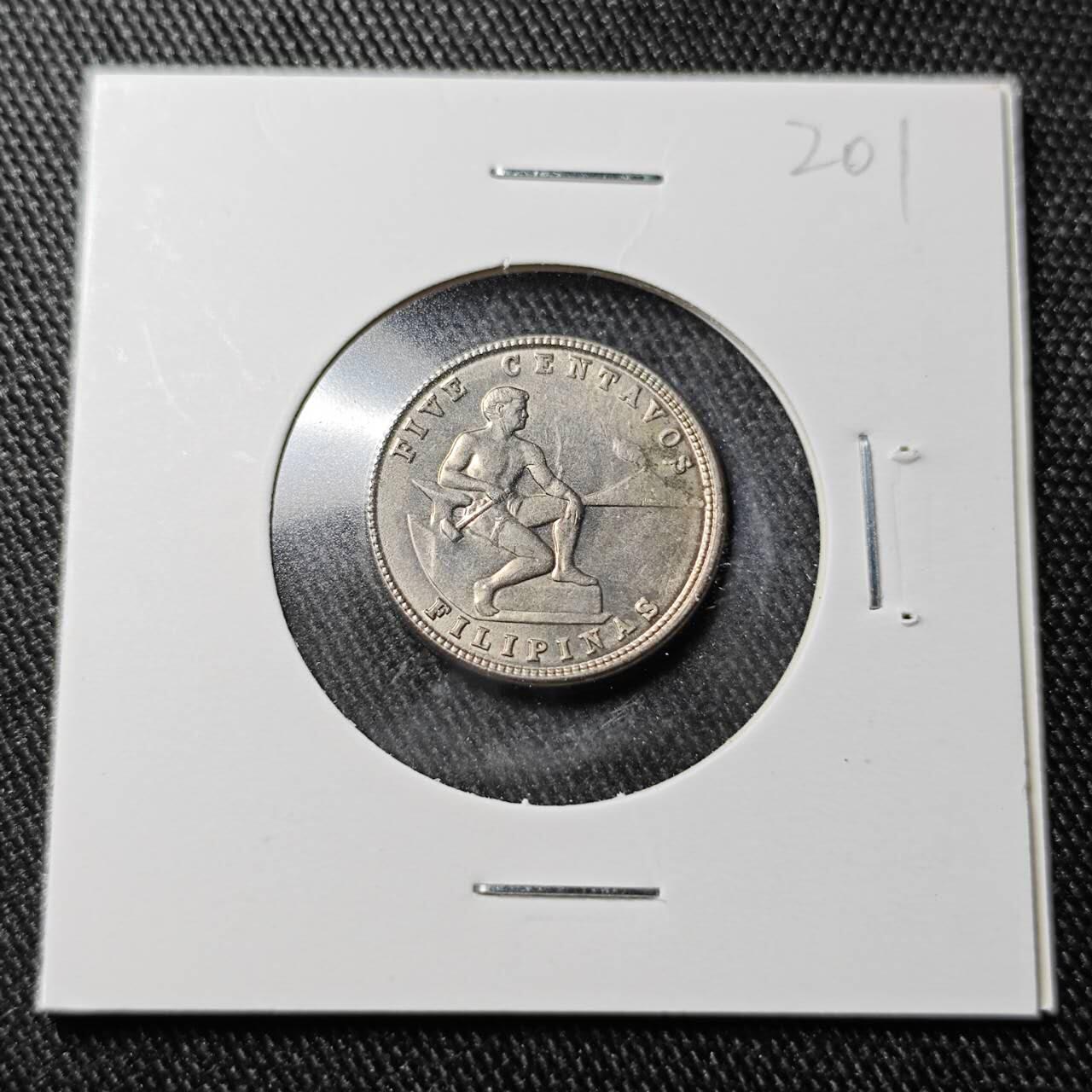KK钱币收藏小铺  （套币 批量/好品散币 银币）专场  2月预留时间 周末发货 1937美属菲律宾5分镍币 拆卷品 