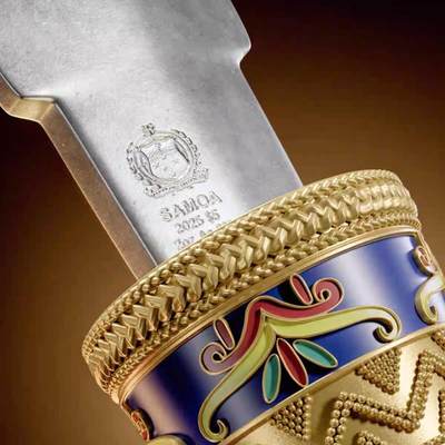 【期货】萨摩亚2025年图坦卡蒙匕首陨铁匕首2盎司异形彩银币