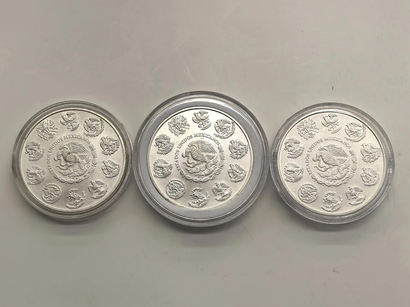 博洋堂世界钱币拍卖第143期（全场包邮） 墨西哥自由女神大银币三枚，当代世界知名投资贸易大银元之一。MS68-70品相，状态无可挑剔。