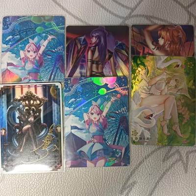 花开卡拍第43期（10月19号周日截拍，品控勿拍!!!拍品不寄存，运费5元，自制卡难免瑕疵，可能存在轻微撞角爆边等出厂瑕疵，品控介意勿拍！） - 茉莉卡牌 海贼王烫签女帝+其他家妹卡5张