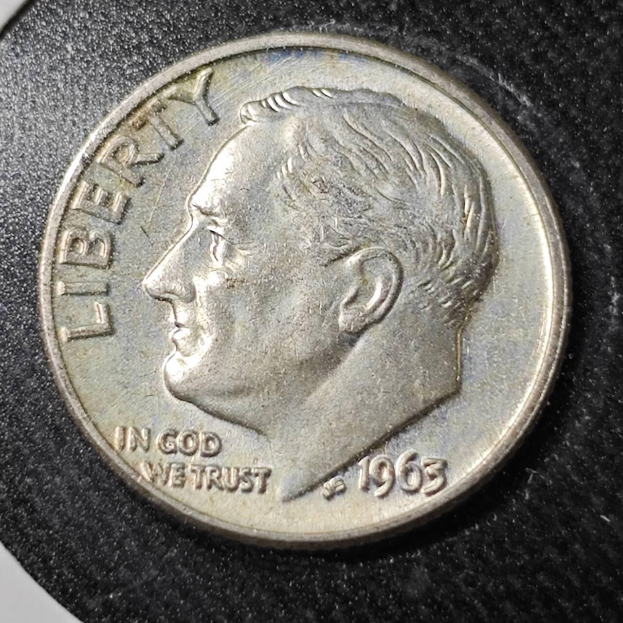 KK钱币收藏小铺  （套币 批量/好品散币 银币）专场  2月预留时间 周末发货   1963美国10分银币 好品