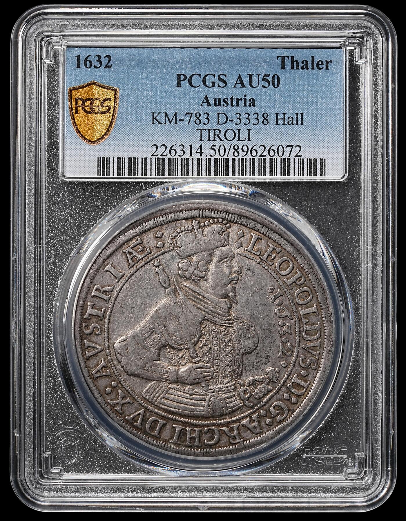 修遠堂世界钱币第八十九期 PCGS AU50 1632年神圣罗马帝国1泰勒大银币