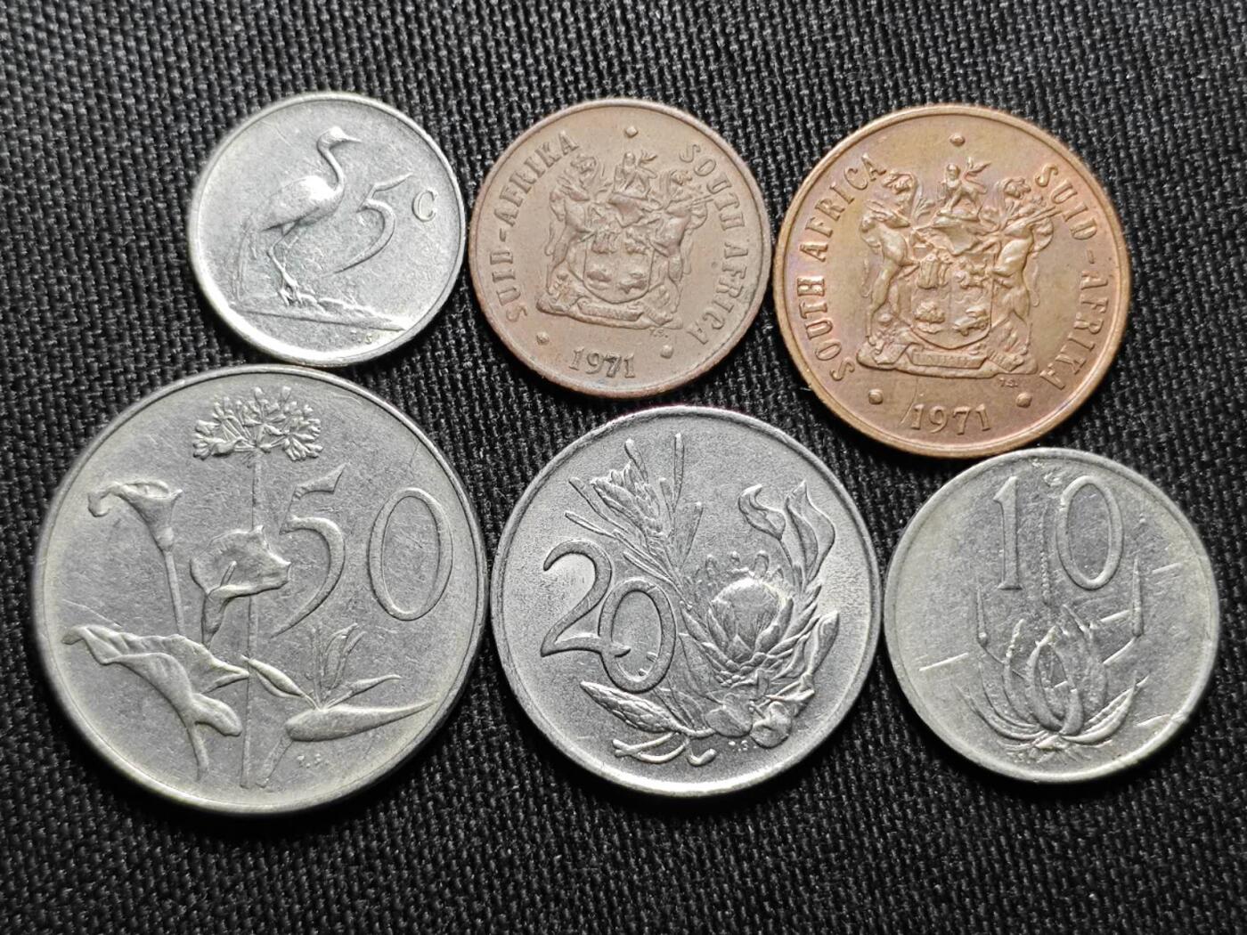 KK钱币收藏小铺  （套币 批量/好品散币 银币）专场  2月预留时间 周末发货  1971南非大小面值一组 清年