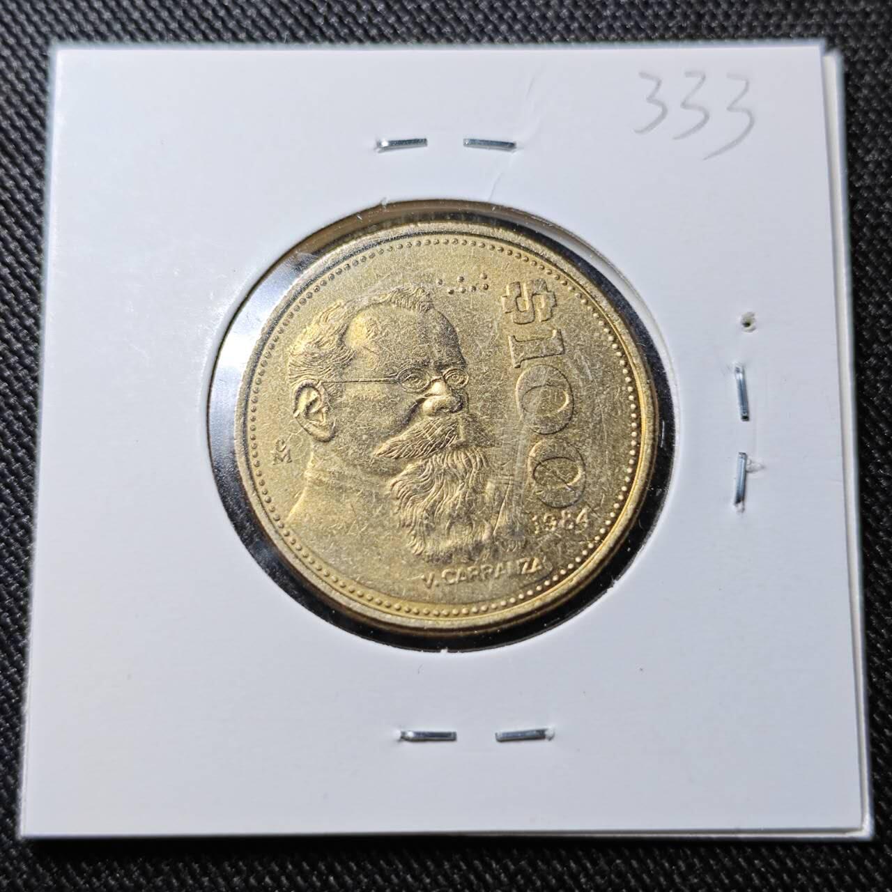 KK钱币收藏小铺  （套币 批量/好品散币 银币）专场  2月预留时间 周末发货  1984墨西哥100比索 好品