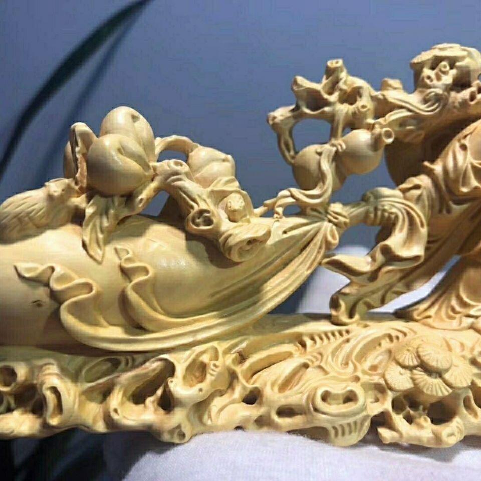 听雨轩（一） 木雕专场 黄杨木雕刻  拉袋弥勒佛 金玉满堂摆件