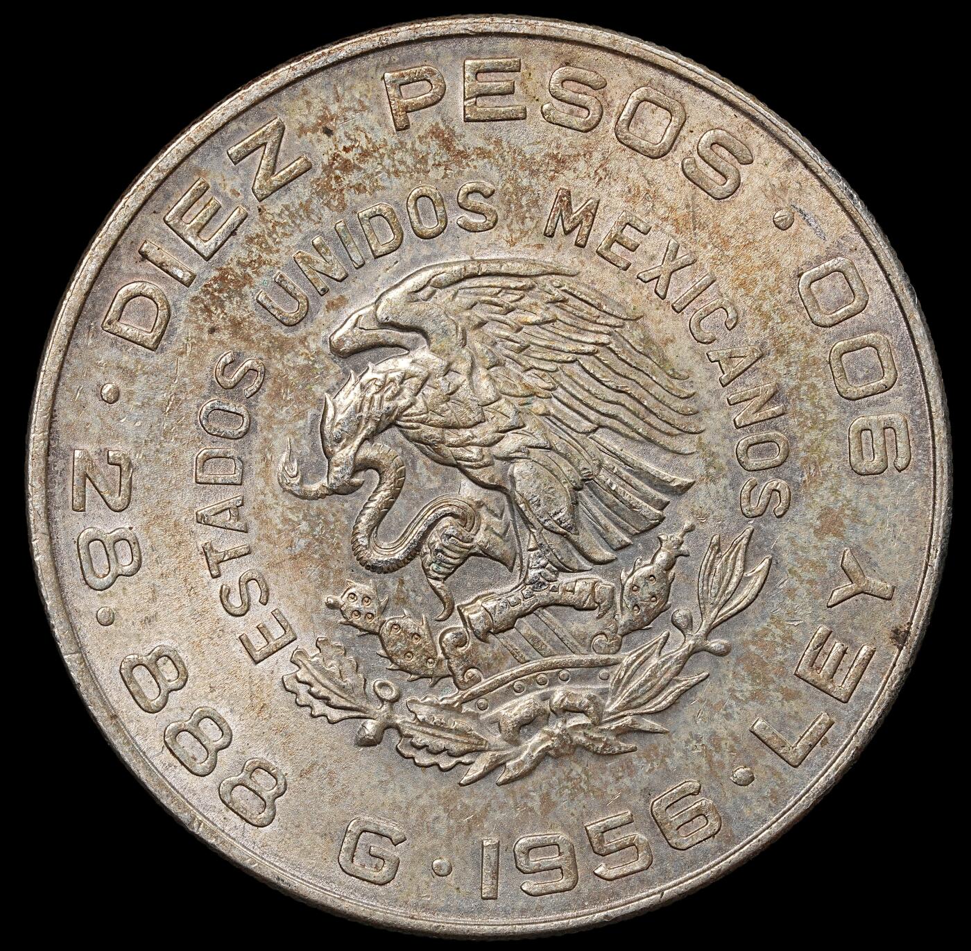 修遠堂世界钱币第八十九期 1956年墨西哥10比索大银币 28.888g 90%银