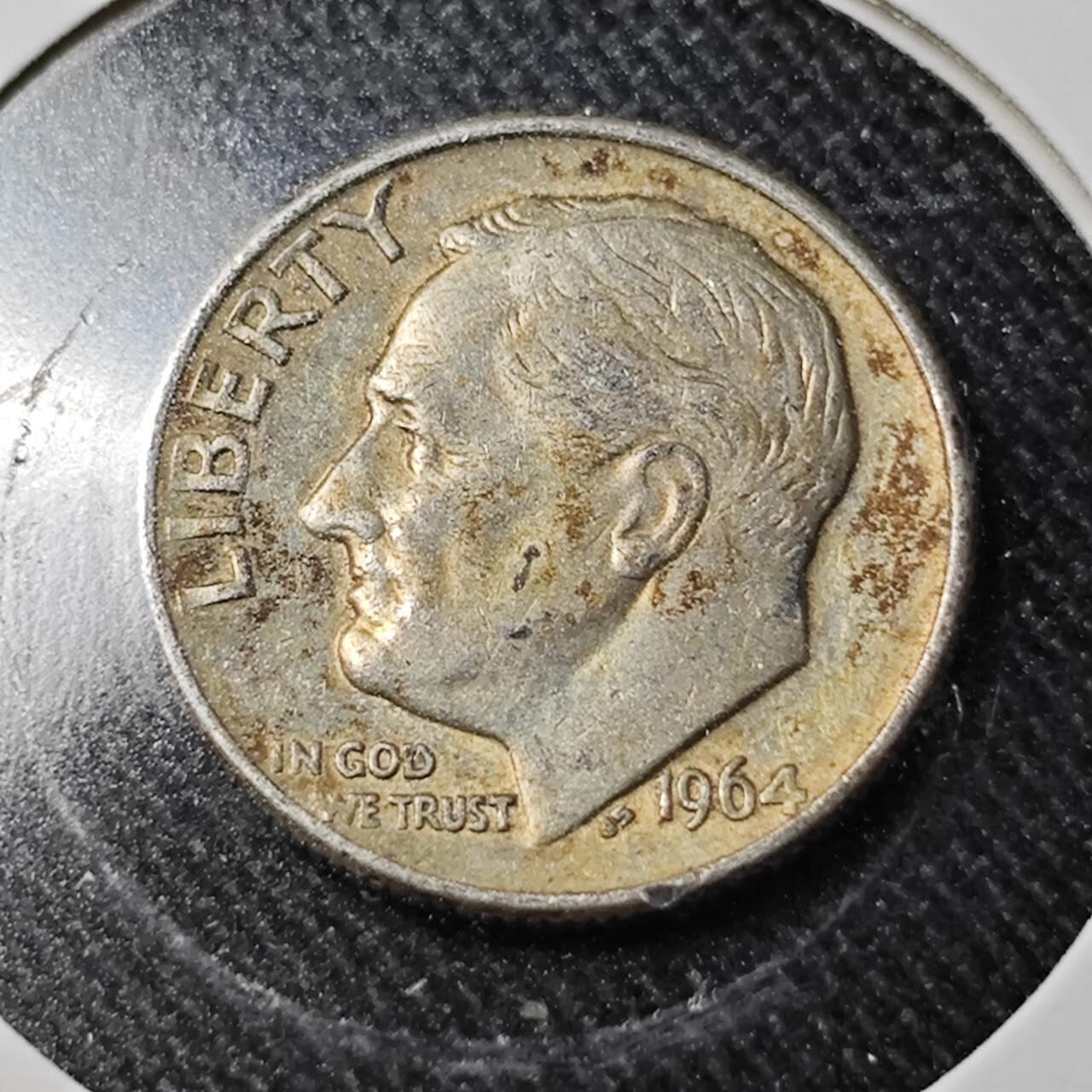 KK钱币收藏小铺  （套币 批量/好品散币 银币）专场  2月预留时间 周末发货   1964美国10分银币