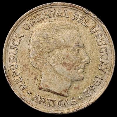 修遠堂世界钱币第八十九期 - 1942年乌拉圭1比索银币 9g，含银72%
