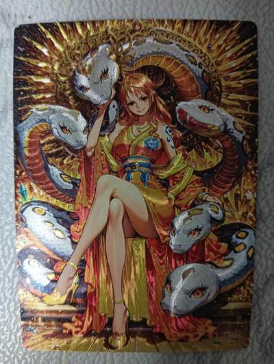 花开卡拍第43期（10月19号周日截拍，品控勿拍!!!拍品不寄存，运费5元，自制卡难免瑕疵，可能存在轻微撞角爆边等出厂瑕疵，品控介意勿拍！） - 奇点卡牌 海贼王 娜美 粗闪1张