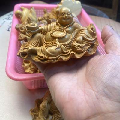 听雨轩（一） 木雕专场 - 崖柏木雕刻 荷叶弥勒佛