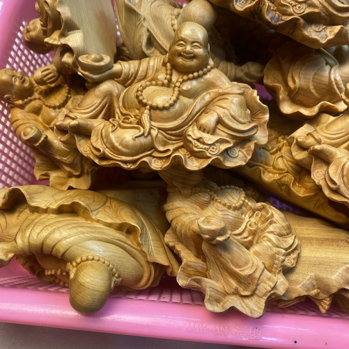 听雨轩（一） 木雕专场 崖柏木雕刻 荷叶弥勒佛