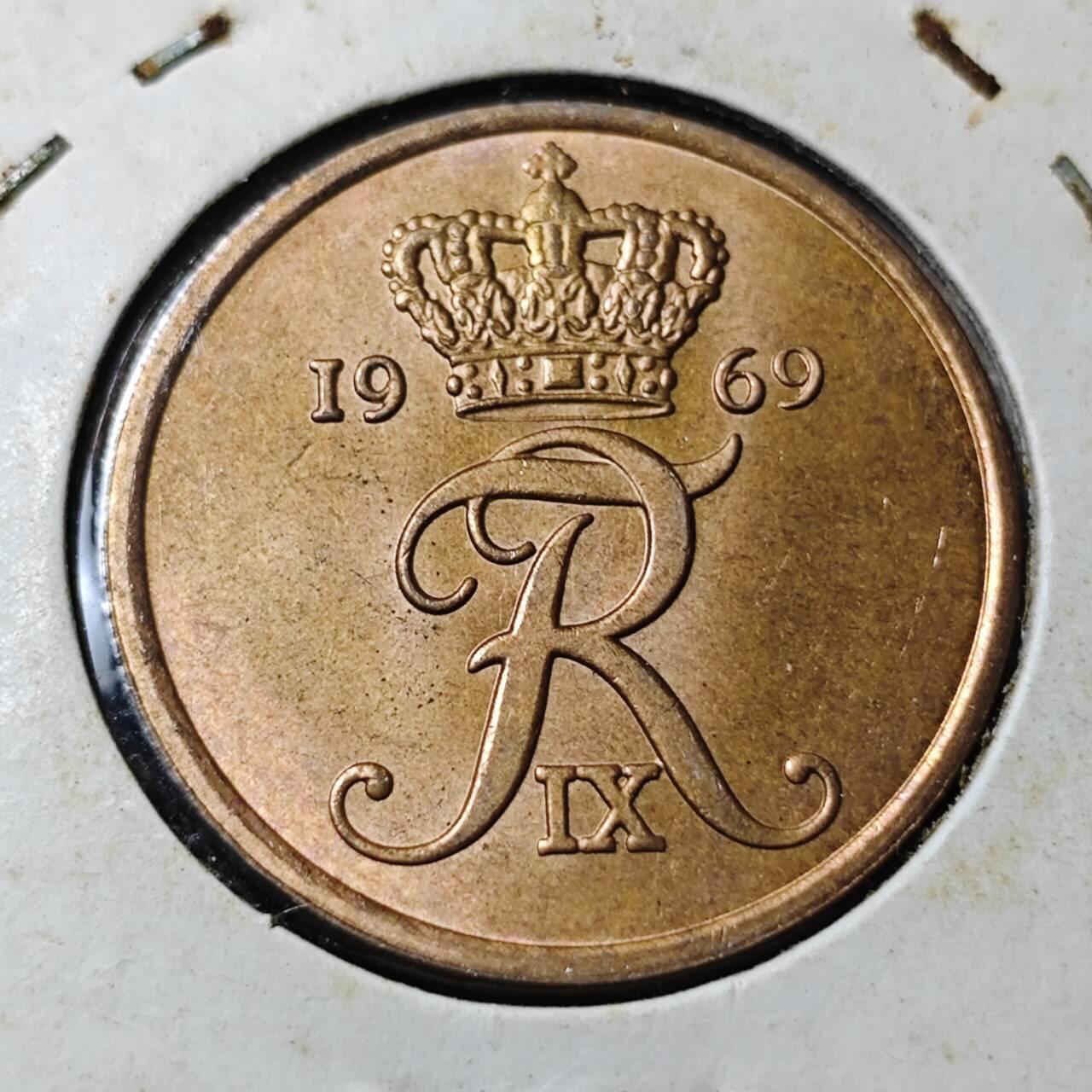 KK钱币收藏小铺  （套币 批量/好品散币 银币）专场  2月预留时间 周末发货  1969丹麦5欧尔铜币 好品