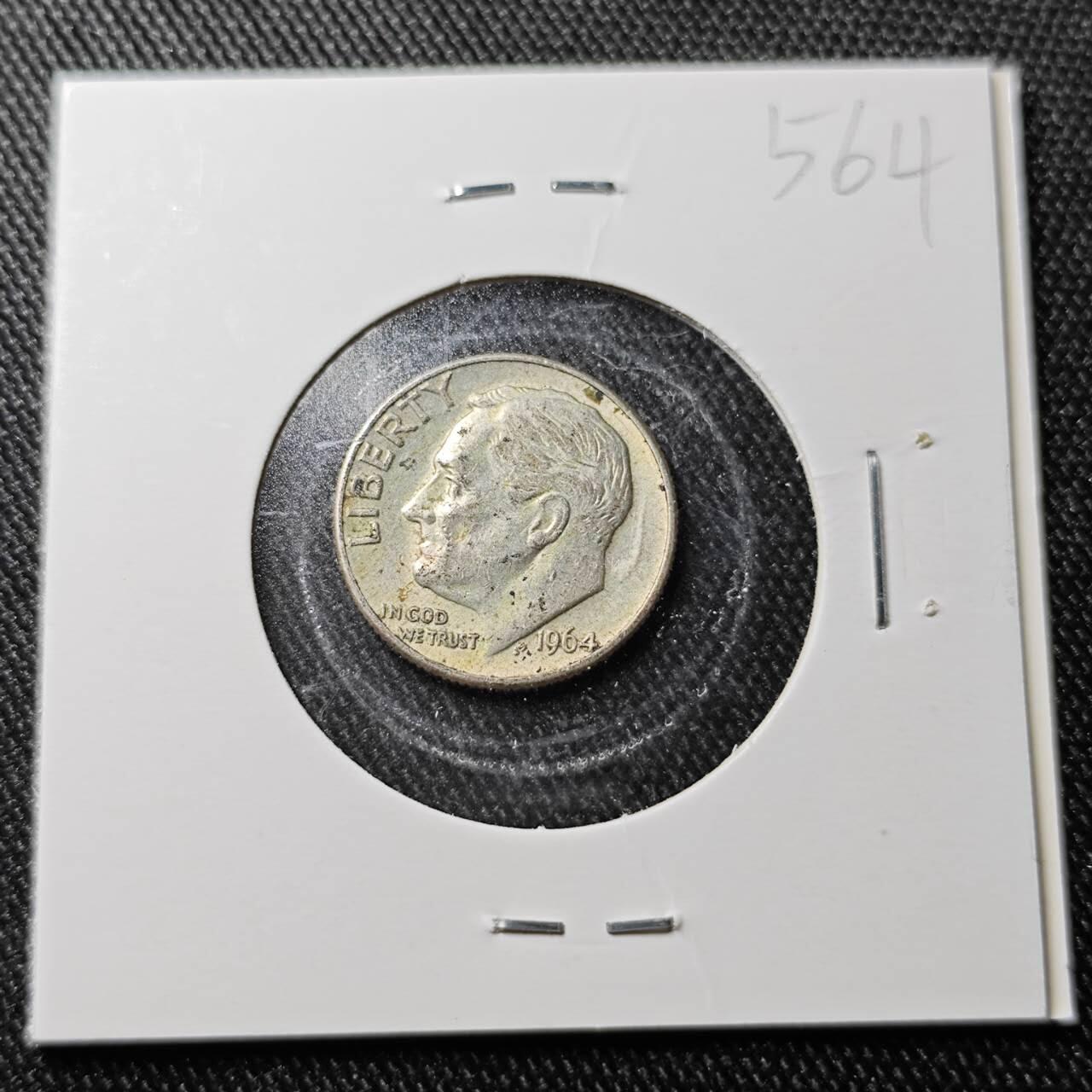 KK钱币收藏小铺  （套币 批量/好品散币 银币）专场  2月预留时间 周末发货 1964美国10分银币 
