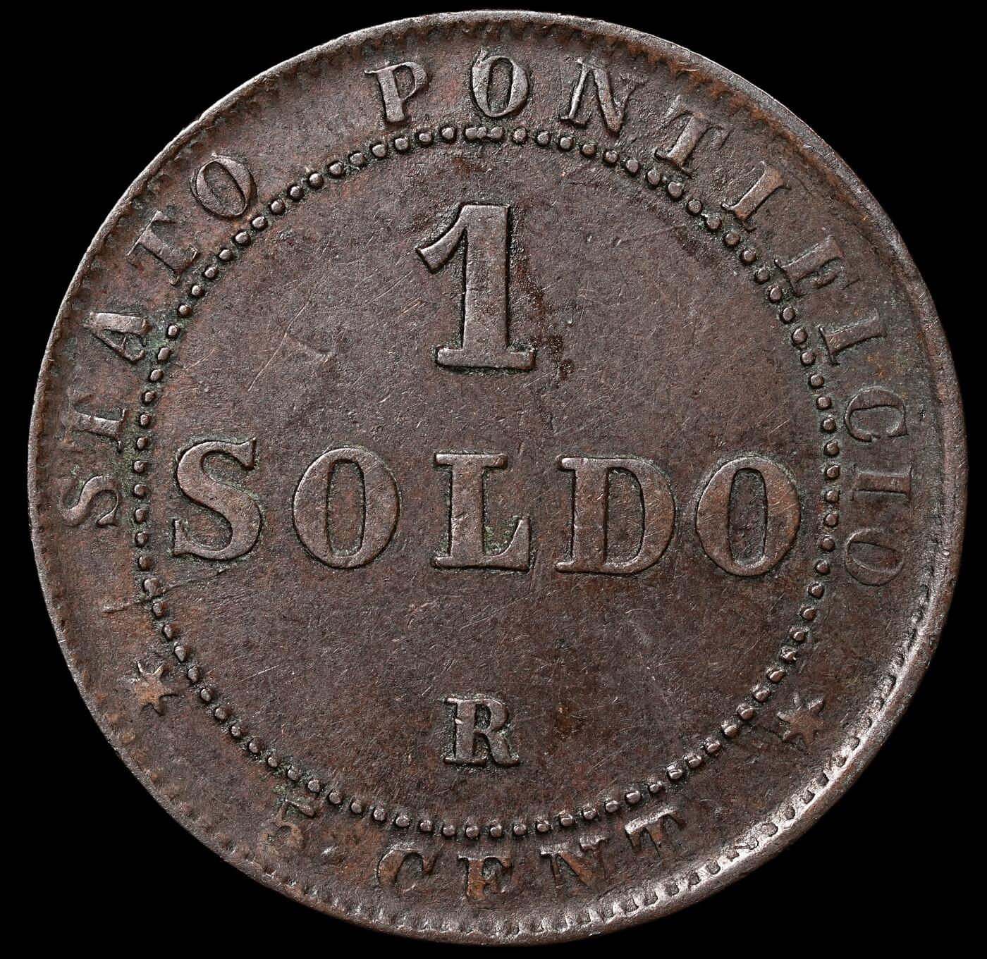 修遠堂世界钱币第八十九期 1867年教皇国1 SOLDO铜币