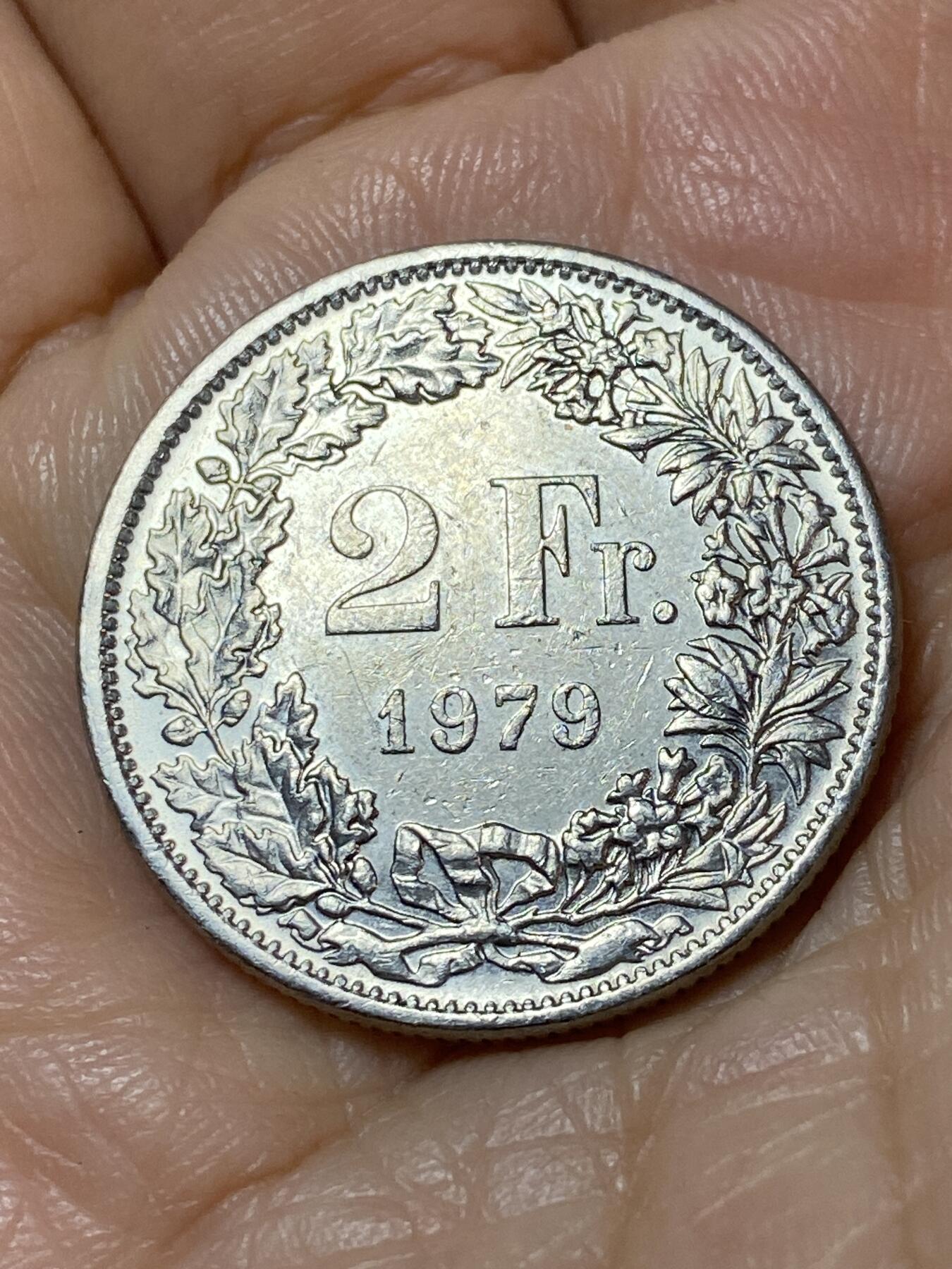 2025年第一百一十三场(总第一百三十九场）瑞士辅币专场(免佣金) 瑞士🇨🇭1979年2法郎(第四版，无标)