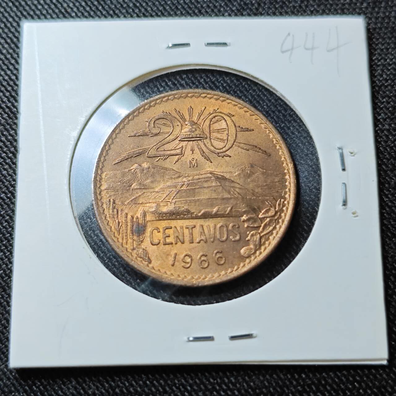 KK钱币收藏小铺  （套币 批量/好品散币 银币）专场  2月预留时间 周末发货   1966墨西哥20分铜币 好品