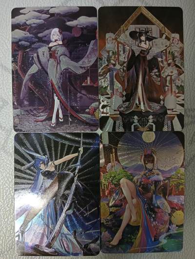 花开卡拍第43期（10月19号周日截拍，品控勿拍!!!拍品不寄存，运费5元，自制卡难免瑕疵，可能存在轻微撞角爆边等出厂瑕疵，品控介意勿拍！） - 宁缺卡牌 碧蓝航线四角色 粗闪