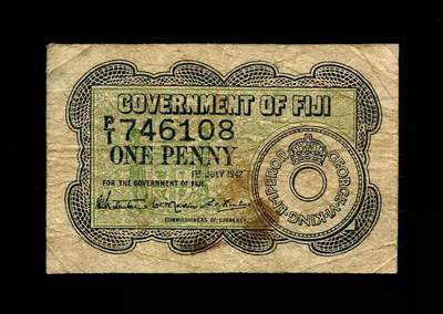 10月18号晚上8点 外国纸币自动截拍第44场 - 英属斐济1942年1便士 极少