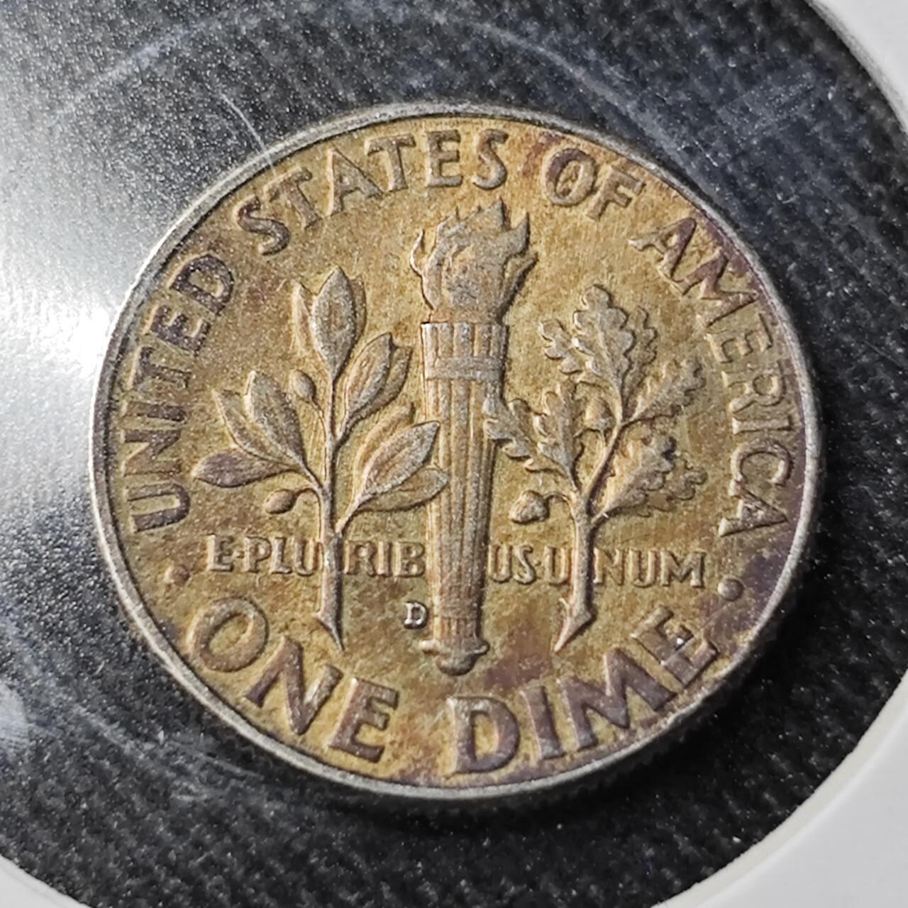 KK钱币收藏小铺  （套币 批量/好品散币 银币）专场  2月预留时间 周末发货   1964美国10分银币 带彩漂亮！