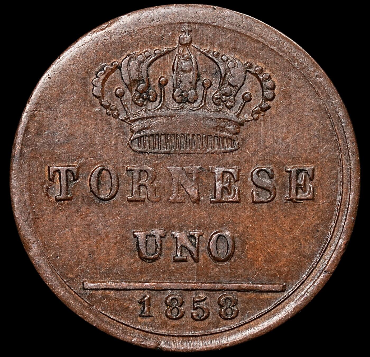 修遠堂世界钱币第八十九期 1858年那不勒斯王国1 TORNESE 铜币