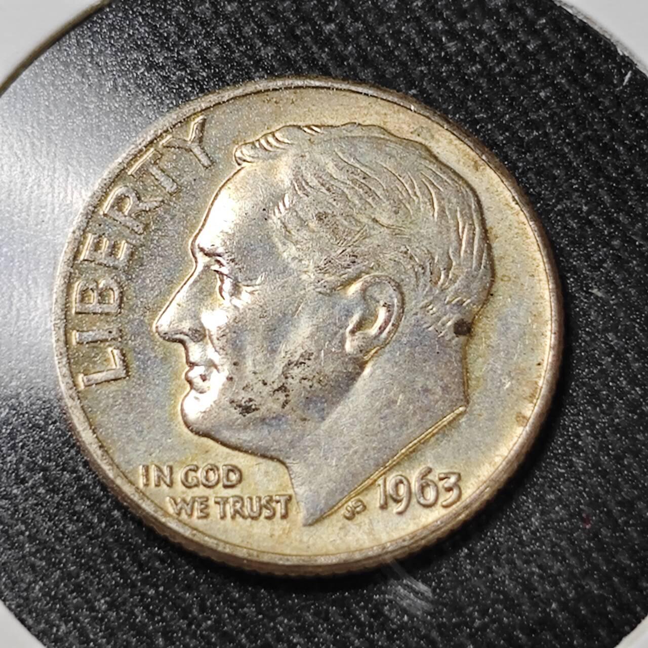 KK钱币收藏小铺  （套币 批量/好品散币 银币）专场  2月预留时间 周末发货   1963美国10分银币 好品