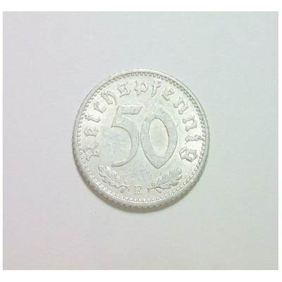 【旋风钱币】10月25日19:00准时开拍 精美欧洲币章、第三帝国钱币、精美项链等 全场包邮 德国第三帝国1939年E版50芬尼 带原光