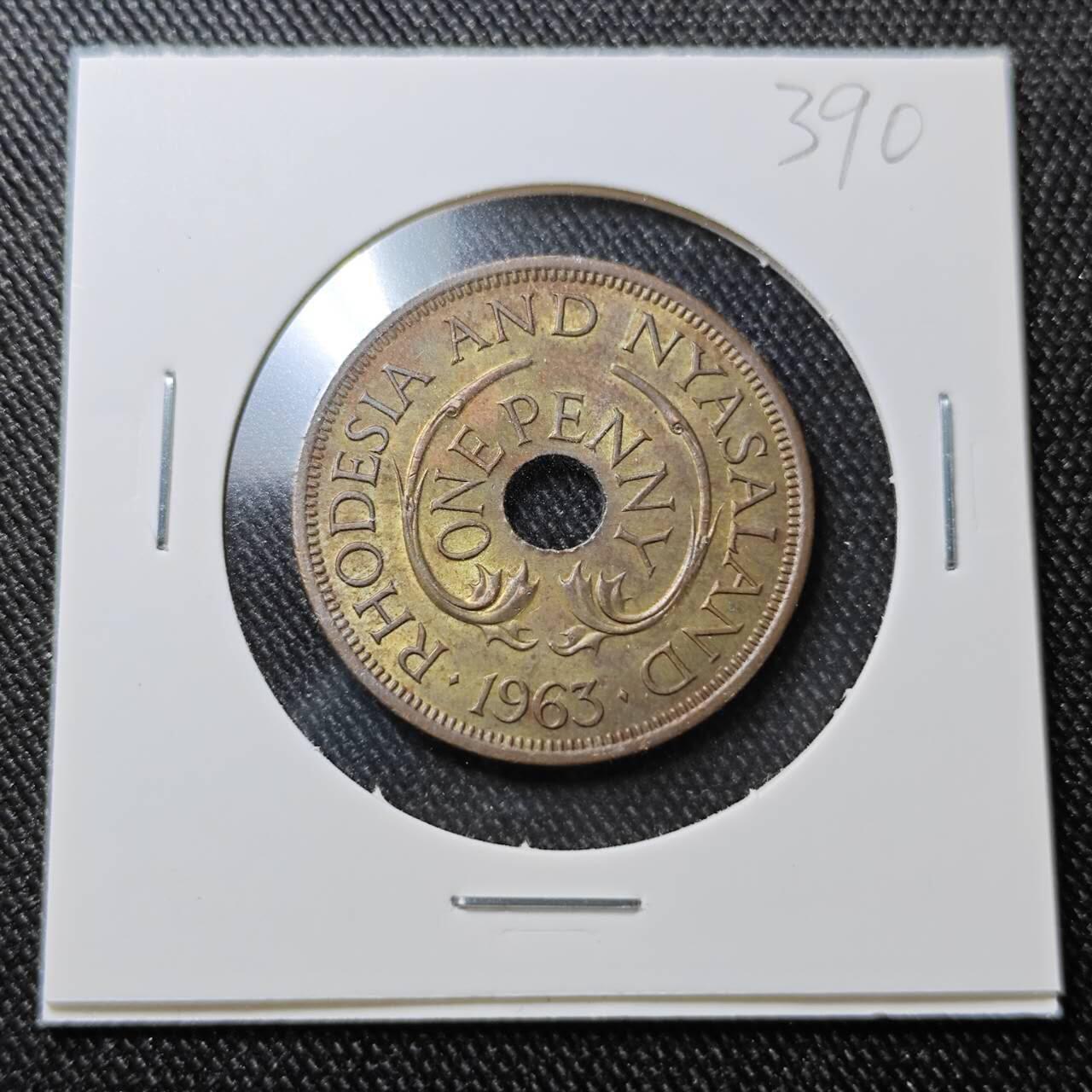 KK钱币收藏小铺  （套币 批量/好品散币 银币）专场  2月预留时间 周末发货  1963罗得西亚1便士铜币