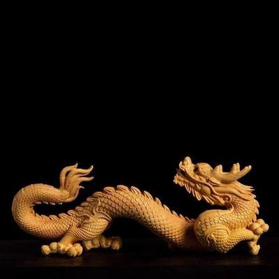听雨轩（一） 木雕专场 - 黄杨实木 生肖龙手把件 约10cm