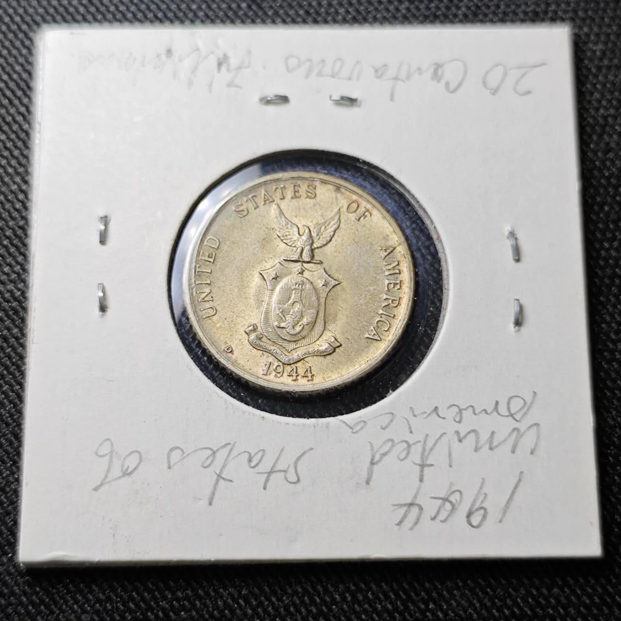 KK钱币收藏小铺  （套币 批量/好品散币 银币）专场  2月预留时间 周末发货  1944美属菲律宾20分银币