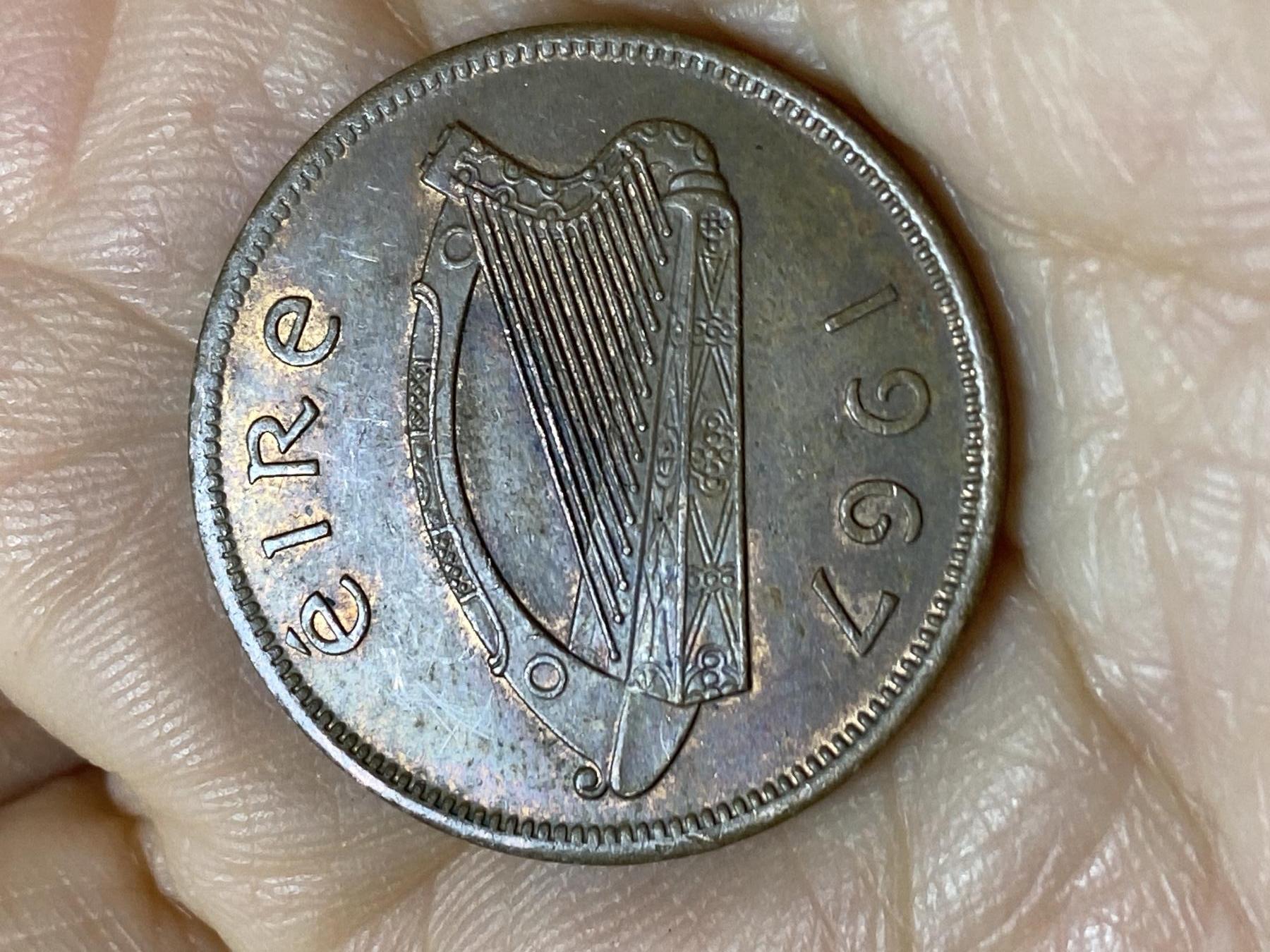 2025年第一百一十二场(总第一百三十八场）外国好品散币(免佣金) 爱尔兰🇮🇪1967年1/2便士(共和国时期第一套)
