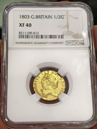 NGC-XF40英国1803年乔治三世半基尼金币 - NGC-XF40英国1803年乔治三世半基尼金币
