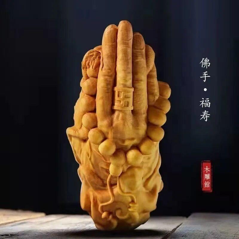 听雨轩（一） 木雕专场 崖柏木雕刻 盘龙佛手 手把件