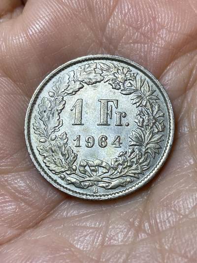 2025年第一百一十三场(总第一百三十九场）瑞士辅币专场(免佣金) - 瑞士🇨🇭1964年1法郎银币(第二版，B标伯尔尼造，835银)