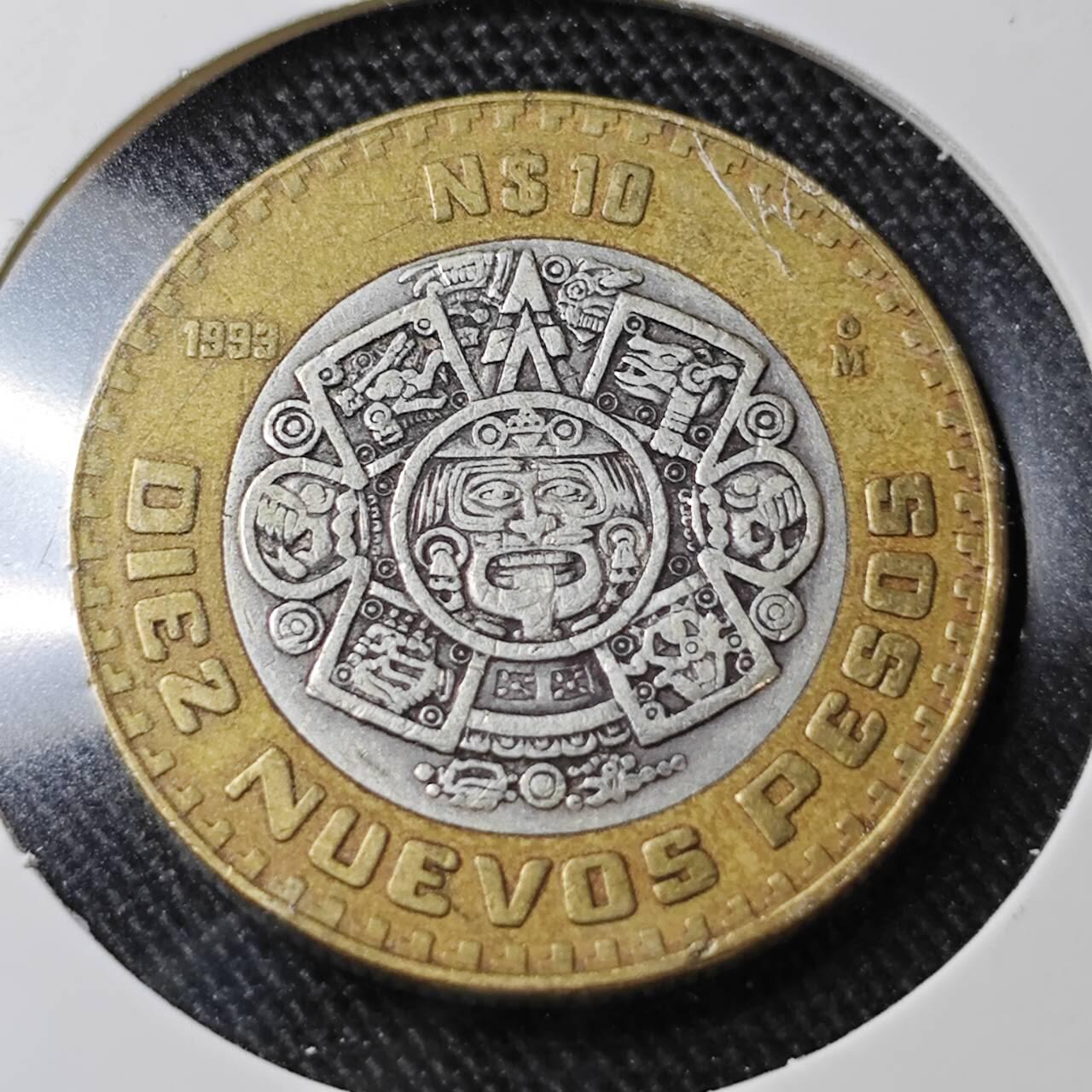 KK钱币收藏小铺  （套币 批量/好品散币 银币）专场  2月预留时间 周末发货  1993墨西哥10比索铜银双色币 925银芯